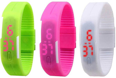 NS18 Silicone Led Magnet Band Combo of 3 Green, Pink And White Watch - For Boys & Girls
NS18 Silicone Led Magnet Band Combo of 3 Green, Pink And White Watch - For Boys & Girls