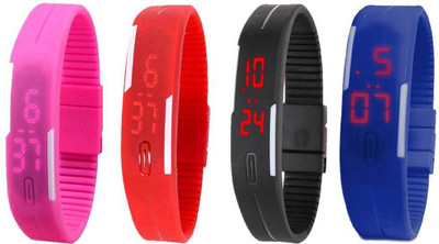 Kissu Led Magnet Band Combo of 4 Pink, Red, Black And Blue Watch - For Men & Women
Kissu Led Magnet Band Combo of 4 Pink, Red, Black And Blue Watch - For Men & Women