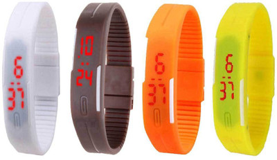 Kissu Led Magnet Band Combo of 4 White, Brown, Orange And Yellow Watch - For Men & Women
Kissu Led Magnet Band Combo of 4 White, Brown, Orange And Yellow Watch - For Men & Women
