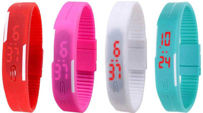 NS18 Silicone Led Magnet Band Watch Combo of 4 Red, Pink, White And Sky Blue Watch - For Couple
NS18 Silicone Led Magnet Band Watch Combo of 4 Red, Pink, White And Sky Blue Watch - For Couple