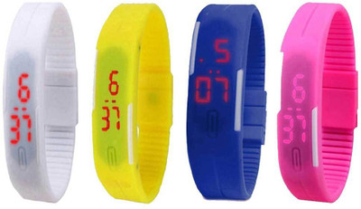 NS18 Silicone Led Magnet Band Combo of 4 White, Yellow, Blue And Pink Watch - For Boys & Girls
NS18 Silicone Led Magnet Band Combo of 4 White, Yellow, Blue And Pink Watch - For Boys & Girls