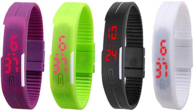 Kissu Led Magnet Band Combo of 4 Purple, Green, Black And White Watch - For Men & Women
Kissu Led Magnet Band Combo of 4 Purple, Green, Black And White Watch - For Men & Women