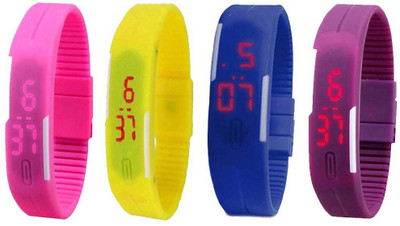 Kissu Led Magnet Band Combo of 4 Pink, Yellow, Blue And Purple Watch - For Men & Women
Kissu Led Magnet Band Combo of 4 Pink, Yellow, Blue And Purple Watch - For Men & Women