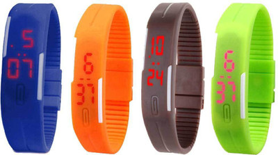 NS18 Silicone Led Magnet Band Combo of 4 Blue, Orange, Brown And Green Watch - For Boys & Girls
NS18 Silicone Led Magnet Band Combo of 4 Blue, Orange, Brown And Green Watch - For Boys & Girls