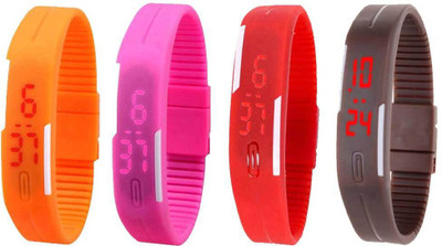 Kissu Led Magnet Band Combo of 4 Orange, Pink, Red And Brown Watch - For Men & Women
Kissu Led Magnet Band Combo of 4 Orange, Pink, Red And Brown Watch - For Men & Women