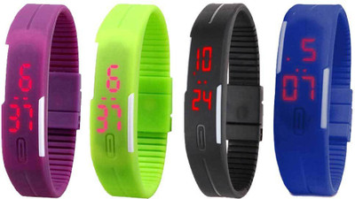 NS18 Silicone Led Magnet Band Combo of 4 Purple, Green, Black And Blue Watch - For Boys & Girls
NS18 Silicone Led Magnet Band Combo of 4 Purple, Green, Black And Blue Watch - For Boys & Girls