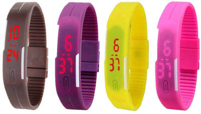 Kissu Led Magnet Band Combo of 4 Brown, Purple, Yellow And Pink Watch - For Men & Women
Kissu Led Magnet Band Combo of 4 Brown, Purple, Yellow And Pink Watch - For Men & Women