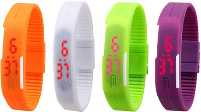 Kissu Led Magnet Band Combo of 4 Orange, White, Green And Purple Watch - For Men & Women
Kissu Led Magnet Band Combo of 4 Orange, White, Green And Purple Watch - For Men & Women
