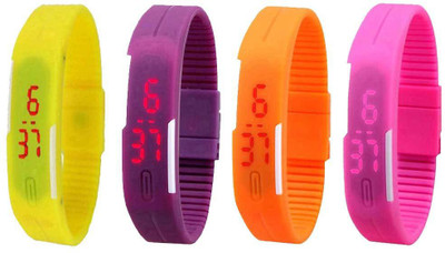 NS18 Silicone Led Magnet Band Combo of 4 Yellow, Purple, Orange And Pink Watch - For Boys & Girls
NS18 Silicone Led Magnet Band Combo of 4 Yellow, Purple, Orange And Pink Watch - For Boys & Girls