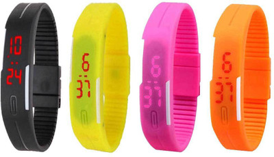 Kissu Led Magnet Band Combo of 4 Black, Yellow, Pink And Orange Watch - For Men & Women
Kissu Led Magnet Band Combo of 4 Black, Yellow, Pink And Orange Watch - For Men & Women