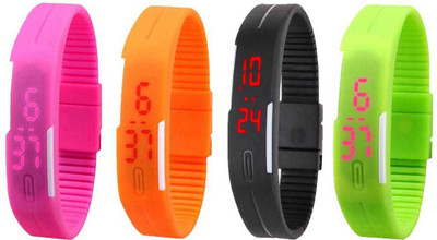 Kissu Led Magnet Band Combo of 4 Pink, Orange, Black And Green Watch - For Men & Women
Kissu Led Magnet Band Combo of 4 Pink, Orange, Black And Green Watch - For Men & Women