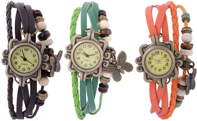 Haunt Vintage Leather Set of 3 Multicolor Bracelet Butterfly Watch - For Girls
Haunt Vintage Leather Set of 3 Multicolor Bracelet Butterfly Watch - For Girls