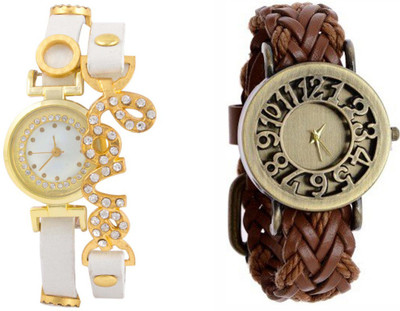 COSMIC LOVE BOSHI WHITE WITH LEATHER STRAP BRECELATE Watch - For Women
