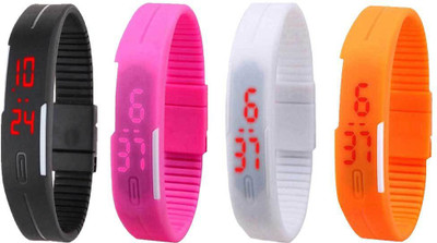 Kissu Led Magnet Band Combo of 4 Black, Pink, White And Orange Watch - For Men & Women
Kissu Led Magnet Band Combo of 4 Black, Pink, White And Orange Watch - For Men & Women