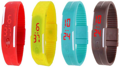 Kissu Led Magnet Band Combo of 4 Red, Yellow, Sky Blue And Brown Watch - For Men & Women
Kissu Led Magnet Band Combo of 4 Red, Yellow, Sky Blue And Brown Watch - For Men & Women