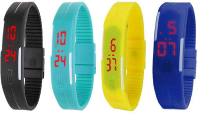Kissu Led Magnet Band Combo of 4 Black, Sky Blue, Yellow And Blue Watch - For Men & Women
Kissu Led Magnet Band Combo of 4 Black, Sky Blue, Yellow And Blue Watch - For Men & Women