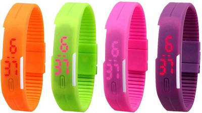 Kissu Led Magnet Band Combo of 4 Orange, Green, Pink And Purple Watch - For Men & Women
Kissu Led Magnet Band Combo of 4 Orange, Green, Pink And Purple Watch - For Men & Women