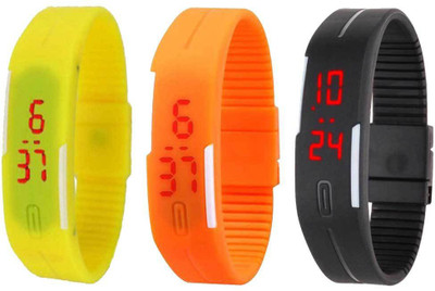 RSN Silicone Led Magnet Band Combo of 3 Yellow, Orange And Black Watch - For Men & Women
RSN Silicone Led Magnet Band Combo of 3 Yellow, Orange And Black Watch - For Men & Women