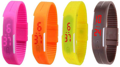 NS18 Silicone Led Magnet Band Combo of 4 Pink, Orange, Yellow And Brown Watch - For Boys & Girls
NS18 Silicone Led Magnet Band Combo of 4 Pink, Orange, Yellow And Brown Watch - For Boys & Girls