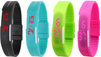 Kissu Led Magnet Band Combo of 4 Black, Sky Blue, Green And Pink Watch - For Men & Women
Kissu Led Magnet Band Combo of 4 Black, Sky Blue, Green And Pink Watch - For Men & Women