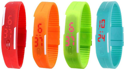 Kissu Led Magnet Band Combo of 4 Red, Orange, Green And Sky Blue Watch - For Men & Women
Kissu Led Magnet Band Combo of 4 Red, Orange, Green And Sky Blue Watch - For Men & Women