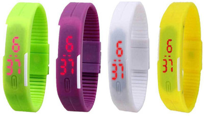 Kissu Led Magnet Band Combo of 4 Green, Purple, White And Yellow Watch - For Men & Women
Kissu Led Magnet Band Combo of 4 Green, Purple, White And Yellow Watch - For Men & Women