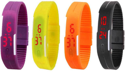 Kissu Led Magnet Band Combo of 4 Purple, Yellow, Orange And Black Watch - For Men & Women
Kissu Led Magnet Band Combo of 4 Purple, Yellow, Orange And Black Watch - For Men & Women