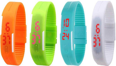NS18 Silicone Led Magnet Band Combo of 4 Orange, Green, Sky Blue And White Watch - For Boys & Girls
NS18 Silicone Led Magnet Band Combo of 4 Orange, Green, Sky Blue And White Watch - For Boys & Girls