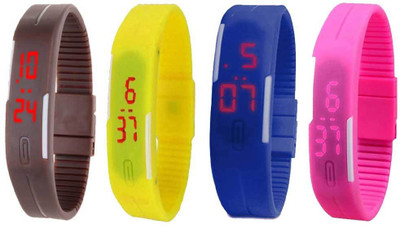 Kissu Led Magnet Band Combo of 4 Brown, Yellow, Blue And Pink Watch - For Men & Women
Kissu Led Magnet Band Combo of 4 Brown, Yellow, Blue And Pink Watch - For Men & Women
