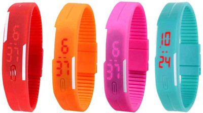 Kissu Led Magnet Band Combo of 4 Red, Orange, Pink And Sky Blue Watch - For Men & Women
Kissu Led Magnet Band Combo of 4 Red, Orange, Pink And Sky Blue Watch - For Men & Women