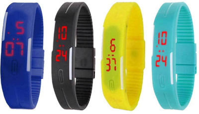 Kissu Led Magnet Band Combo of 4 Blue, Black, Yellow And Sky Blue Watch - For Men & Women
Kissu Led Magnet Band Combo of 4 Blue, Black, Yellow And Sky Blue Watch - For Men & Women
