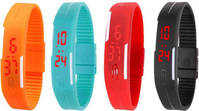 Kissu Led Magnet Band Combo of 4 Orange, Sky Blue, Red And Black Watch - For Men & Women
Kissu Led Magnet Band Combo of 4 Orange, Sky Blue, Red And Black Watch - For Men & Women