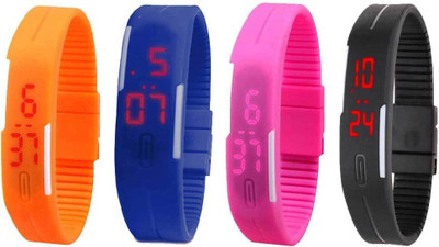 Kissu Led Magnet Band Combo of 4 Orange, Blue, Pink And Black Watch - For Men & Women
Kissu Led Magnet Band Combo of 4 Orange, Blue, Pink And Black Watch - For Men & Women