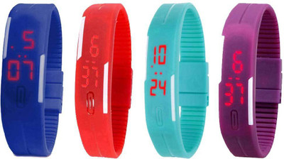 Kissu Led Magnet Band Combo of 4 Blue, Red, Sky Blue And Purple Watch - For Men & Women
Kissu Led Magnet Band Combo of 4 Blue, Red, Sky Blue And Purple Watch - For Men & Women