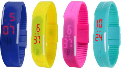 NS18 Silicone Led Magnet Band Watch Combo of 4 Blue, Yellow, Pink And Sky Blue Watch - For Couple
NS18 Silicone Led Magnet Band Watch Combo of 4 Blue, Yellow, Pink And Sky Blue Watch - For Couple