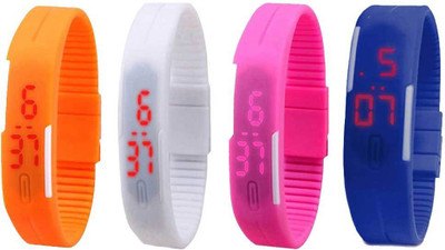 Kissu Led Magnet Band Combo of 4 Orange, White, Pink And Blue Watch - For Men & Women
Kissu Led Magnet Band Combo of 4 Orange, White, Pink And Blue Watch - For Men & Women