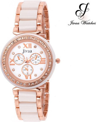Jivaa JV_6913 White-Copper Fluoresce Collection Watch - For Girls