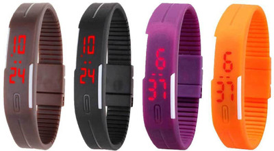 NS18 Silicone Led Magnet Band Combo of 4 Brown, Black, Purple And Orange Watch - For Boys & Girls
NS18 Silicone Led Magnet Band Combo of 4 Brown, Black, Purple And Orange Watch - For Boys & Girls