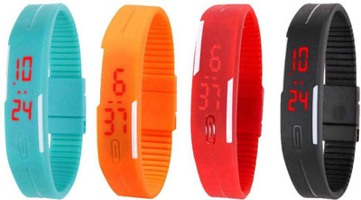 NS18 Silicone Led Magnet Band Combo of 4 Sky Blue, Orange, Red And Black Watch - For Boys & Girls
NS18 Silicone Led Magnet Band Combo of 4 Sky Blue, Orange, Red And Black Watch - For Boys & Girls