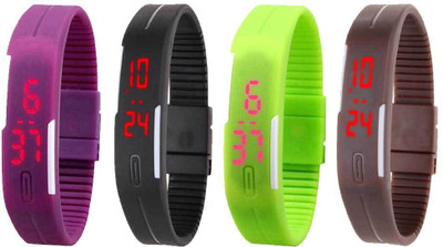 Kissu Led Magnet Band Combo of 4 Purple, Black, Green And Brown Watch - For Men & Women
Kissu Led Magnet Band Combo of 4 Purple, Black, Green And Brown Watch - For Men & Women