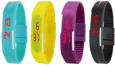 NS18 Silicone Led Magnet Band Combo of 4 Sky Blue, Yellow, Purple And Black Watch - For Boys & Girls
NS18 Silicone Led Magnet Band Combo of 4 Sky Blue, Yellow, Purple And Black Watch - For Boys & Girls