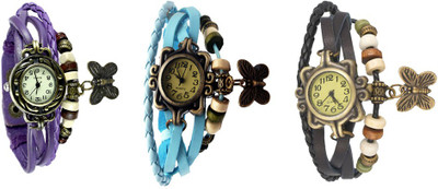 Kissu Vintage Rakhi Watch Combo of 3 Purple, Sky Blue And Black Watch - For Women
Kissu Vintage Rakhi Watch Combo of 3 Purple, Sky Blue And Black Watch - For Women