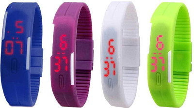 NS18 Silicone Led Magnet Band Combo of 4 Blue, Purple, White And Green Watch - For Boys & Girls
NS18 Silicone Led Magnet Band Combo of 4 Blue, Purple, White And Green Watch - For Boys & Girls