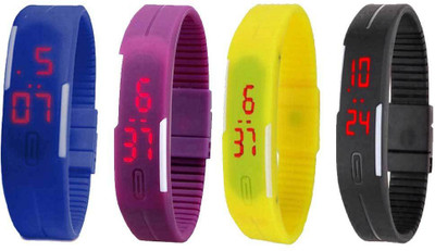 Kissu Led Magnet Band Combo of 4 Blue, Purple, Yellow And Black Watch - For Men & Women
Kissu Led Magnet Band Combo of 4 Blue, Purple, Yellow And Black Watch - For Men & Women