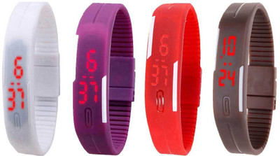 Kissu Led Magnet Band Combo of 4 White, Purple, Red And Brown Watch - For Men & Women
Kissu Led Magnet Band Combo of 4 White, Purple, Red And Brown Watch - For Men & Women