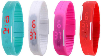 Kissu Led Magnet Band Combo of 4 Sky Blue, White, Pink And Red Watch - For Men & Women
Kissu Led Magnet Band Combo of 4 Sky Blue, White, Pink And Red Watch - For Men & Women
