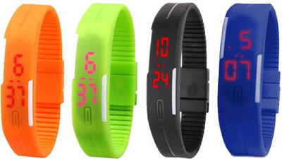 NS18 Silicone Led Magnet Band Combo of 4 Orange, Green, Black And Blue Watch - For Boys & Girls
NS18 Silicone Led Magnet Band Combo of 4 Orange, Green, Black And Blue Watch - For Boys & Girls