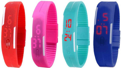 Kissu Led Magnet Band Combo of 4 Red, Pink, Sky Blue And Blue Watch - For Men & Women
Kissu Led Magnet Band Combo of 4 Red, Pink, Sky Blue And Blue Watch - For Men & Women