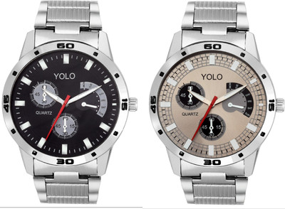 YOLO Gents Steel Chain Combo-YGN-002 Watch - For Men