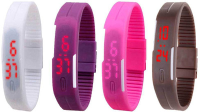 NS18 Silicone Led Magnet Band Combo of 4 White, Purple, Pink And Brown Watch - For Boys & Girls
NS18 Silicone Led Magnet Band Combo of 4 White, Purple, Pink And Brown Watch - For Boys & Girls